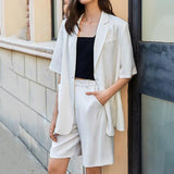 Primetime Looks-Blazer and shorts holiday set in white