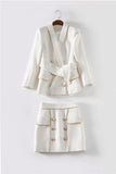 Primetime Looks-Blazer and skirt set in white
