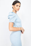 Bleach blue puff sleeve top w skirt set