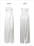 Bow Crop Top and Wide Pant Set