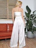 Bow Crop Top and Wide Pant Set