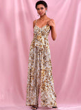Primetime Looks-Bow tie gold dot holiday jumpsuit