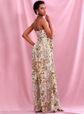 Primetime Looks-Bow tie gold dot holiday jumpsuit