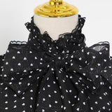 Bow-tie Neck Heart Prints Blouse in colors