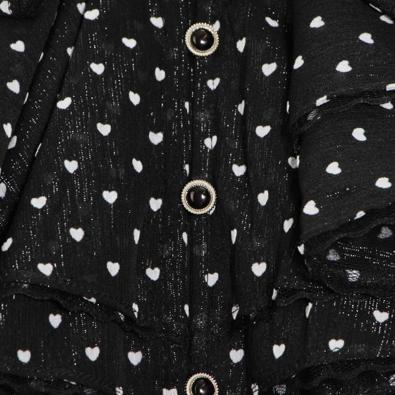 Bow-tie Neck Heart Prints Blouse in colors
