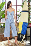 Primetime Looks-Bowknot striped holiday jumpsuit