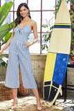 Primetime Looks-Bowknot striped holiday jumpsuit