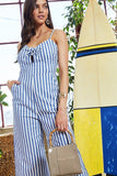 Primetime Looks-Bowknot striped holiday jumpsuit