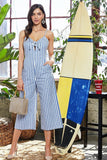 Primetime Looks-Bowknot striped holiday jumpsuit