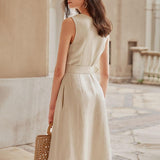BRENDA belted ivory dress