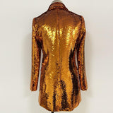 Primetime Looks-Bronze orange long party blazer