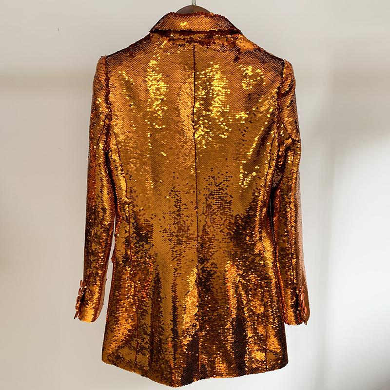 Primetime Looks-Bronze orange long party blazer