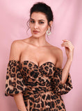 Primetime Looks-BROOKLYN Leopard sweetheart Flared Jumpsuit