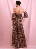 Primetime Looks-BROOKLYN Leopard sweetheart Flared Jumpsuit