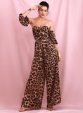 Primetime Looks-BROOKLYN Leopard sweetheart Flared Jumpsuit