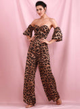 Primetime Looks-BROOKLYN Leopard sweetheart Flared Jumpsuit