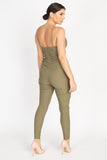 Primetime Looks-Bustier Jumpsuit in Olive Green