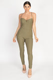 Primetime Looks-Bustier Jumpsuit in Olive Green