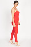 Primetime Looks-Bustier Jumpsuit in Red