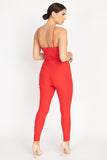 Primetime Looks-Bustier Jumpsuit in Red
