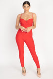 Primetime Looks-Bustier Jumpsuit in Red