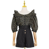 Primetime Looks-Butterfly-sleeve polka dot cruise playsuit