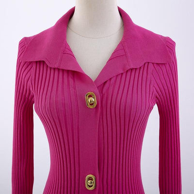 Button Down Knit Midi Dress