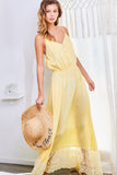 Buttoned down strapped summer maxi dress