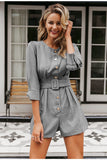 Primetime Looks-Buttoned up belted romper