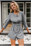 Primetime Looks-Buttoned up belted romper