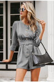 Primetime Looks-Buttoned up belted romper