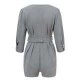 Primetime Looks-Buttoned up belted romper