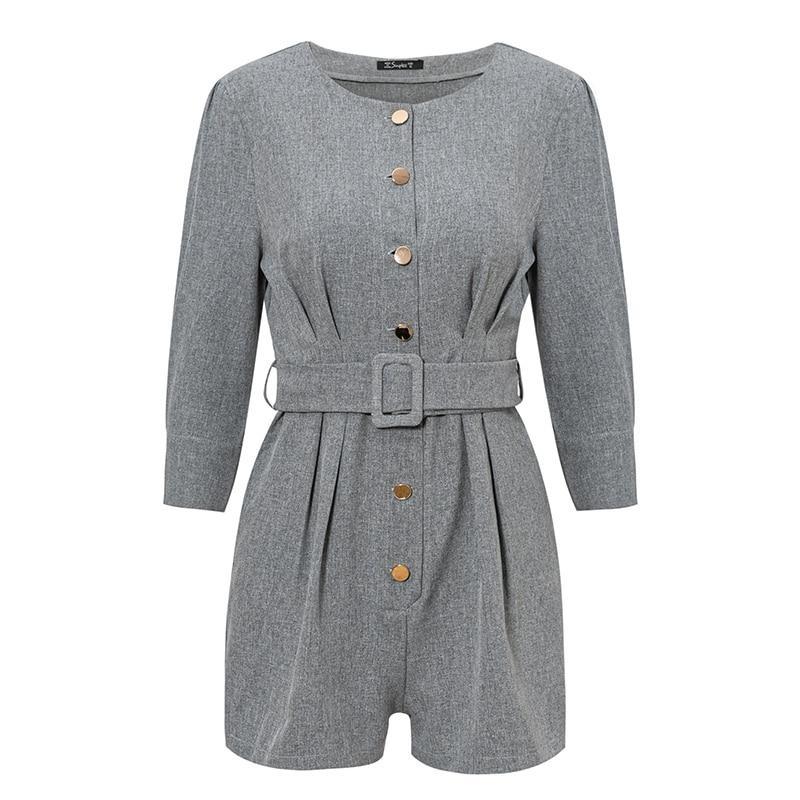 Primetime Looks-Buttoned up belted romper