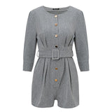 Primetime Looks-Buttoned up belted romper