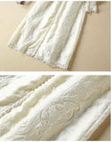 Buttoned vintage-type ivory midi dress