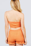 Primetime Looks-Cable Detail Sweater Tube Top And Sweater Short Pants Set