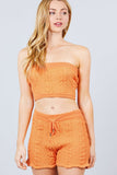 Primetime Looks-Cable Detail Sweater Tube Top And Sweater Short Pants Set