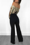 Primetime Looks-Cafe Au-Lait off-shoulder appliqued long-sleeved jumpsuit