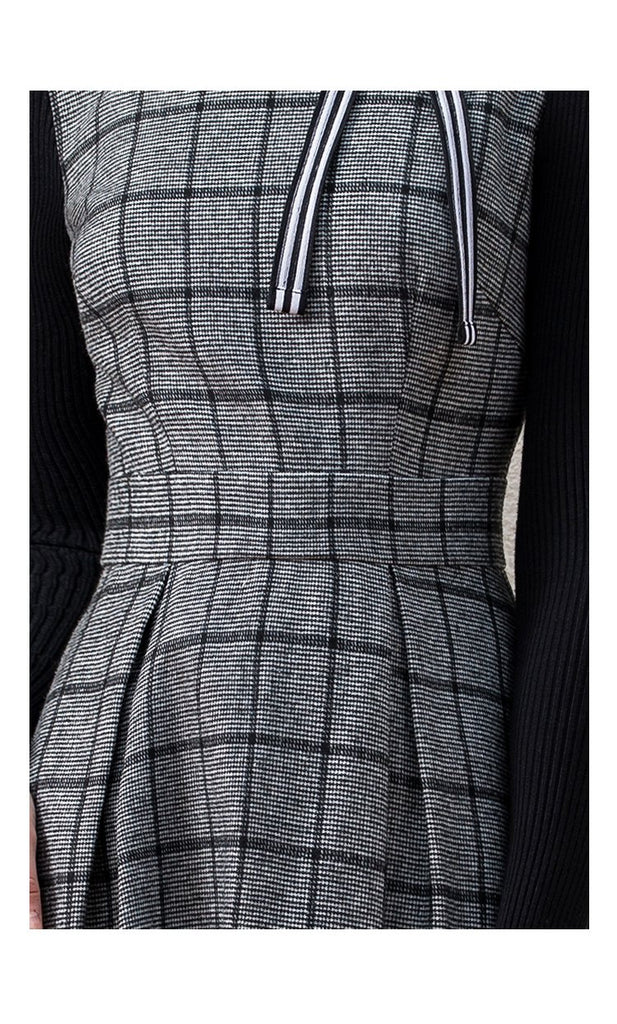 CALLIOPE Vintage Bowknot Plaid Midi Dress