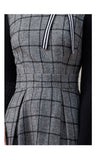 CALLIOPE Vintage Bowknot Plaid Midi Dress