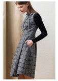 CALLIOPE Vintage Bowknot Plaid Midi Dress