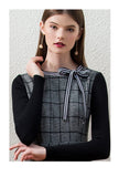 CALLIOPE Vintage Bowknot Plaid Midi Dress