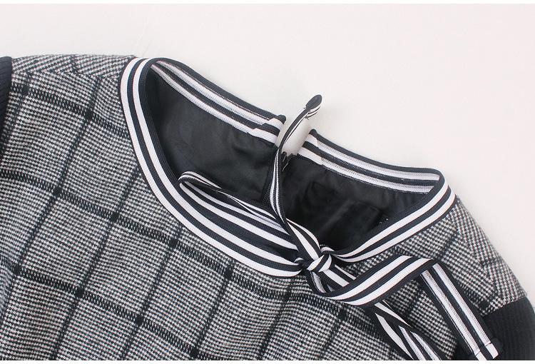 CALLIOPE Vintage Bowknot Plaid Midi Dress