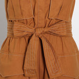 Primetime Looks-Camel Spaghetti Bownkot Playsuit