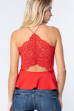 Cami Peplum Top with lace back