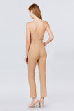 Primetime Looks-Cami Strap V-neck Belted Tie W/back Zipper Jumpsuit