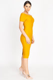 CAMILLA Off-Shoulder Yellow Midi Dress
