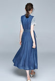 CARA denim maxi dress with lace details
