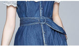 CARA denim maxi dress with lace details