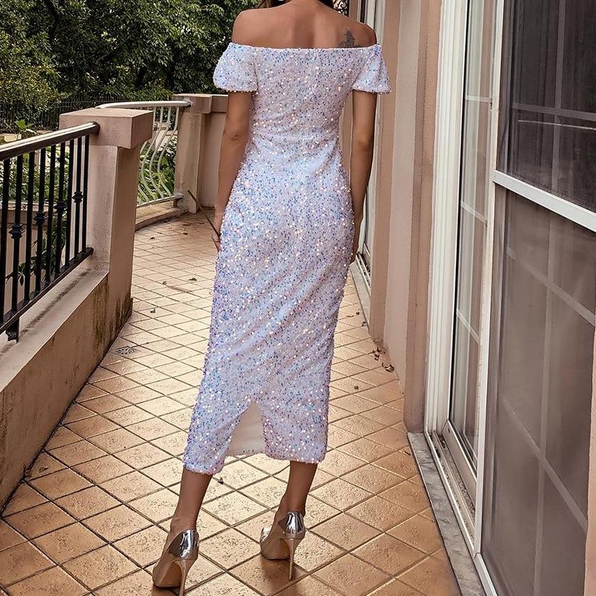 CAROLENE Sparkly Midi Dress